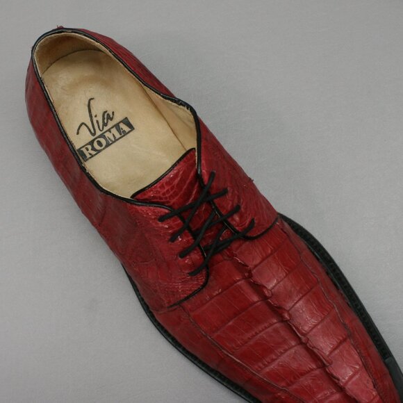 Via Roma Men\'s 11 EE Wide Red Genuine Crocodile Tail Leather Oxfords Dress Shoes main image 6